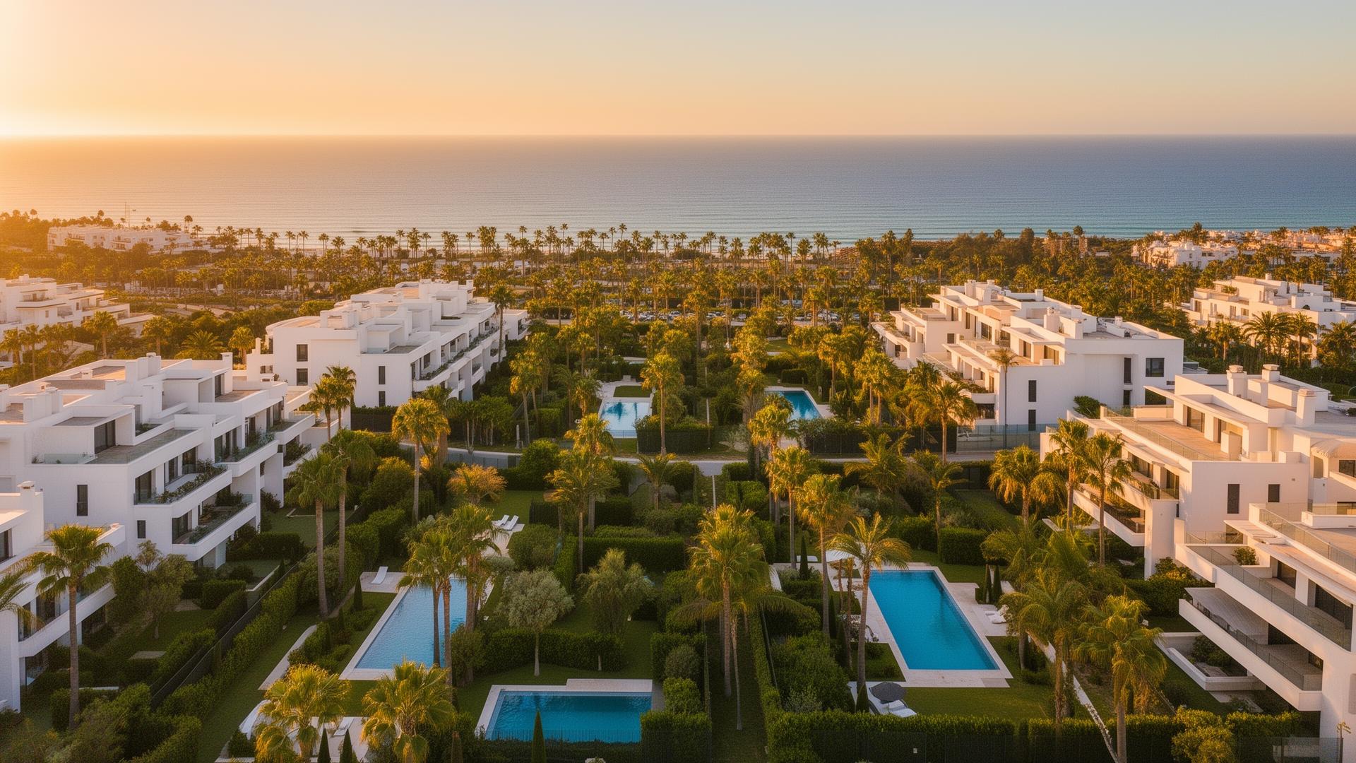 Aerial view of LEVA Estate with private spa, gardens and rooftop